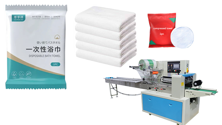 Disposable towel flow wrap packaging machine