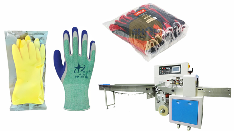 Plastic glove flow wrap packaging machine