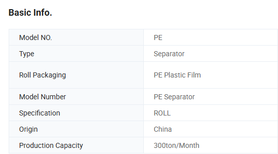 PE battery separator