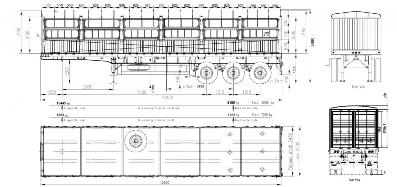 3 axle fence trailer