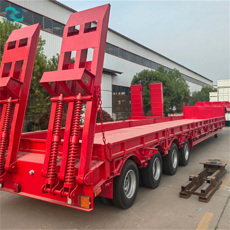 4 Axle 80 Air Suspension Liftable Low Bed Semi Trailer