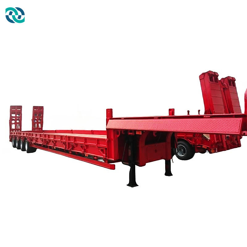 4 Axle 80 Air Suspension Liftable Low Bed Semi Trailer