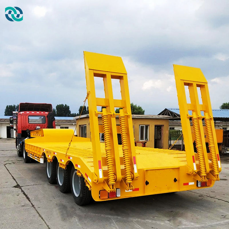 3 Axles Transport Low Flat Bed Semi Trailer