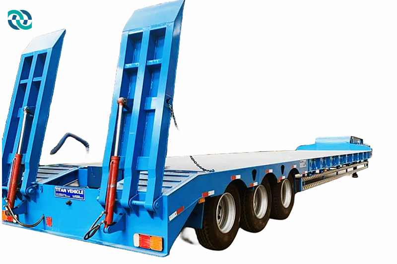 3 Axle 50T Hydraulic Ladder Climbing Low Chassis Semi Trailer