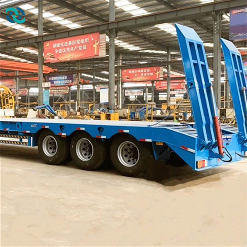 3 Axle 50T Hydraulic Ladder Climbing Low Chassis Semi Trailer