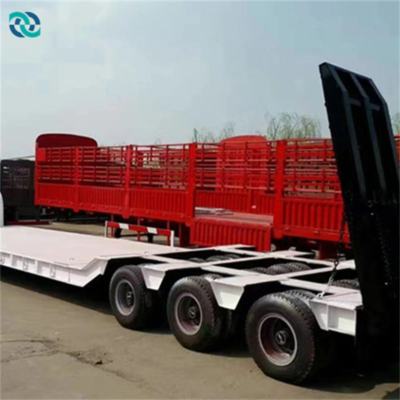 3 Lane 6 Axle 80T Heavy Duty Low Bed Trailer