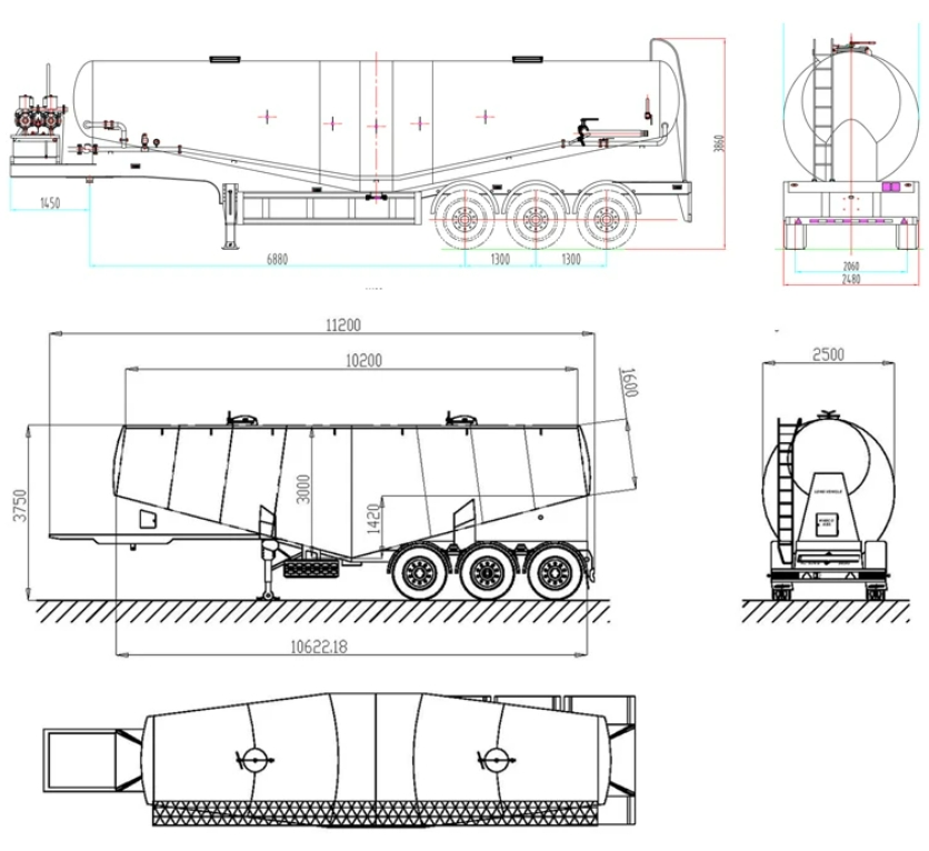 W type cement tank truck trailer