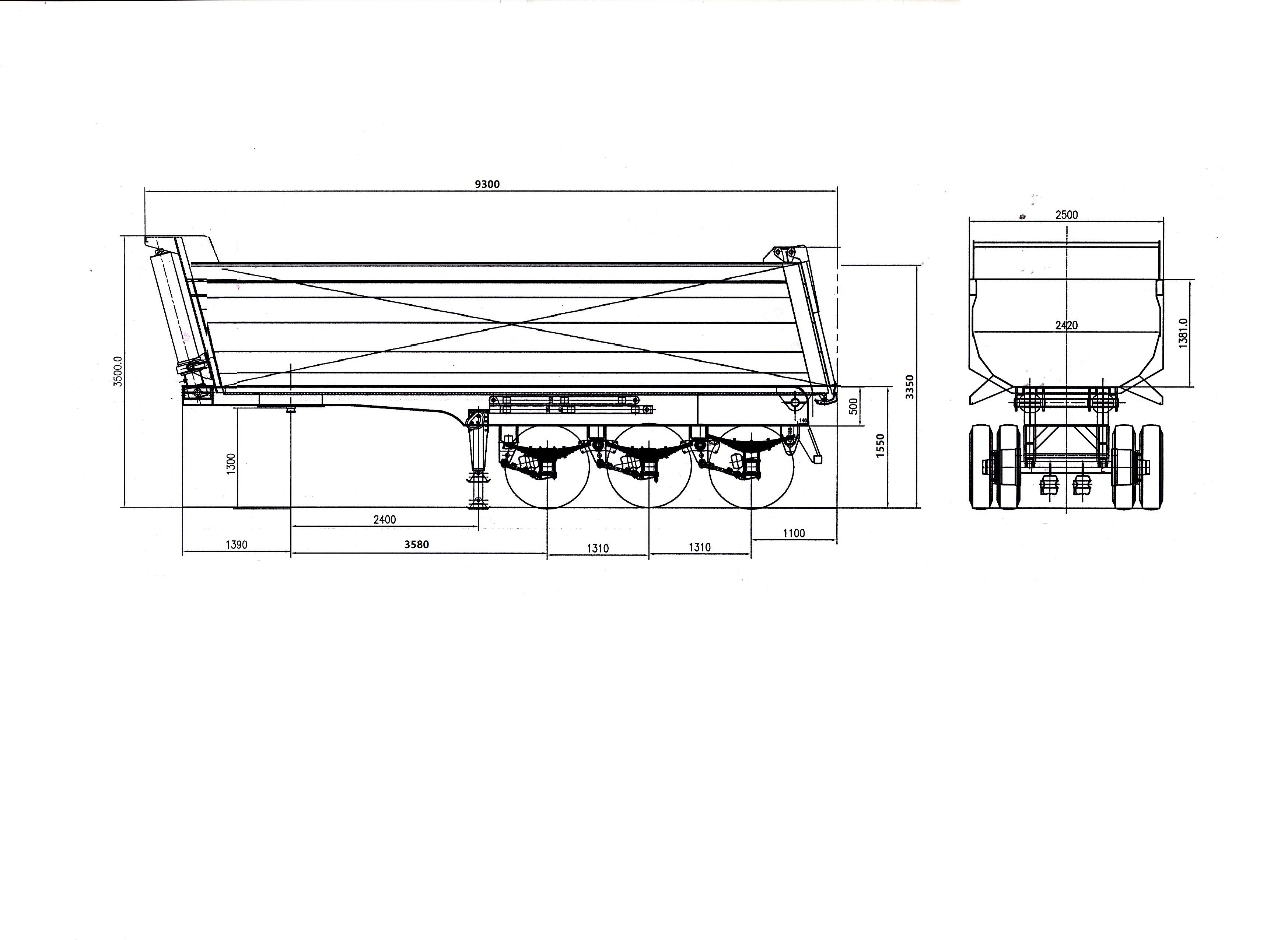 10 meters hydraulic dump truck