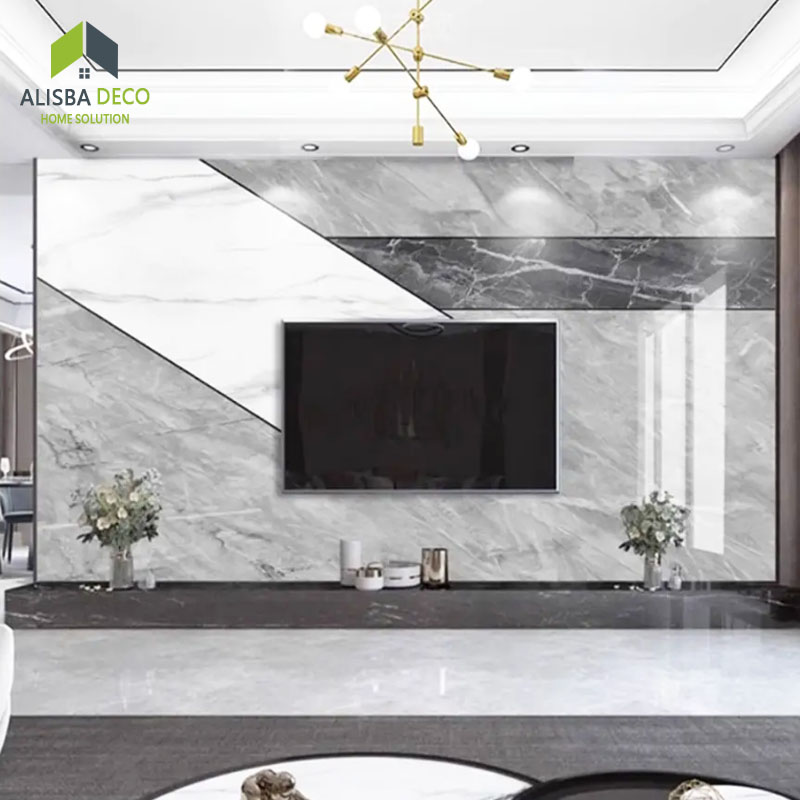 Pet Marble Film Bamboo Wood Veneer Wall Panel