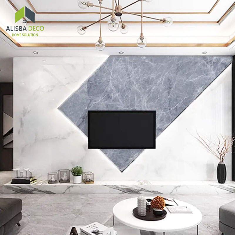 Pet Marble Film Bamboo Wood Veneer Wall Panel