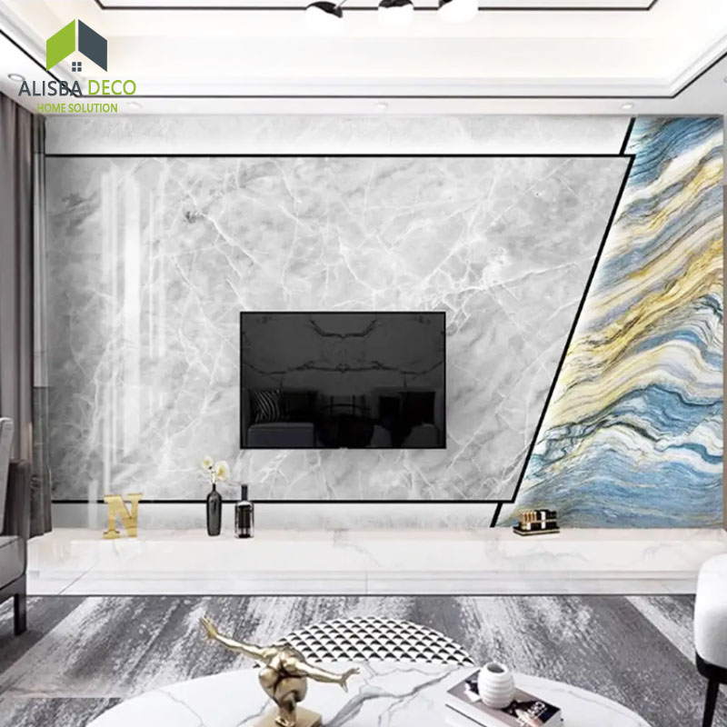 Pet Marble Film Bamboo Wood Veneer Wall Panel