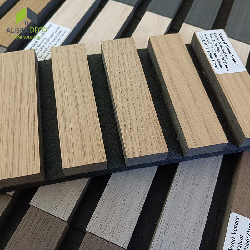 Wooden Grooved Acoustic Wood Wall Veneer Slat Panel