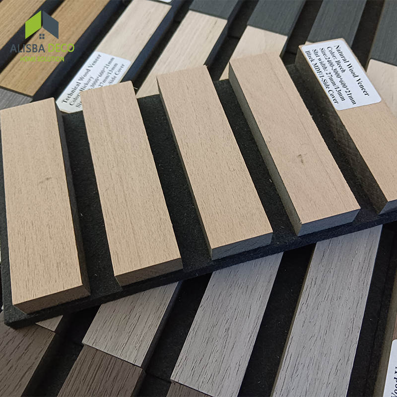 Wooden Grooved Acoustic Wood Wall Veneer Slat Panel