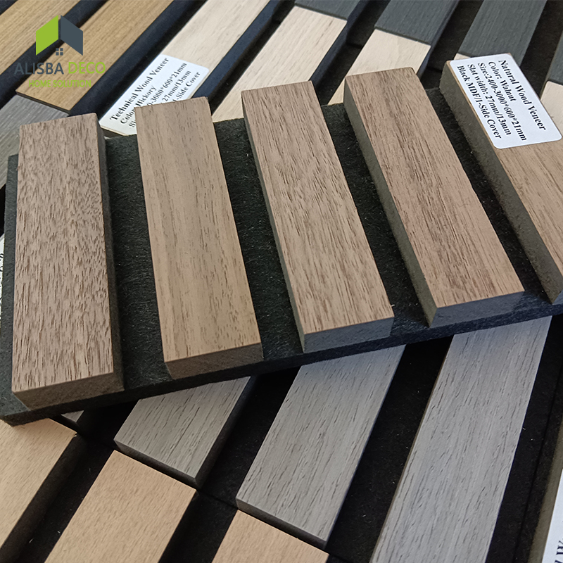 Wooden Grooved Acoustic Wood Wall Veneer Slat Panel