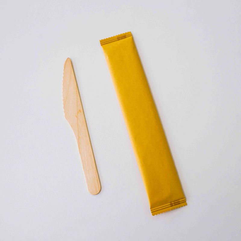 Individually packaged disposable birch knife