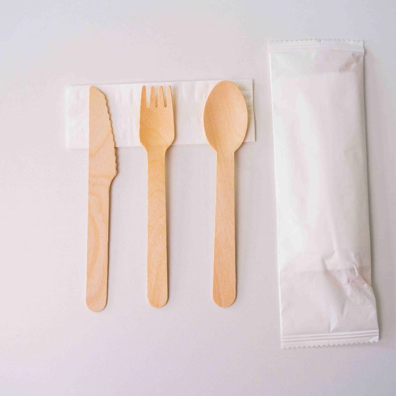 Wooden Cutlery 4/1 kit (Knife + Fork + Spoon + Napkin)