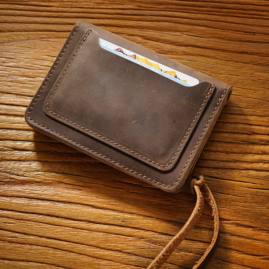 Handmade Vintage Style Genuine Leather card holder Customizable Color slim wallet card holder