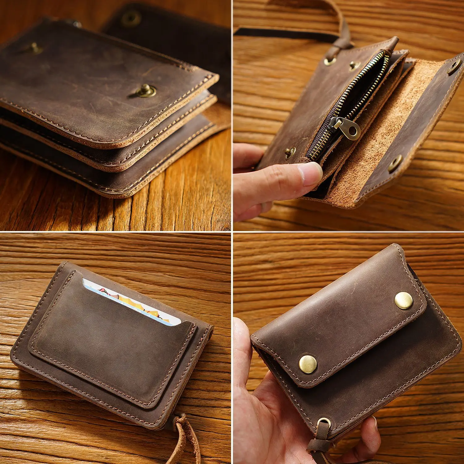 Handmade Vintage Style Genuine Leather card holder Customizable Color slim wallet card holder