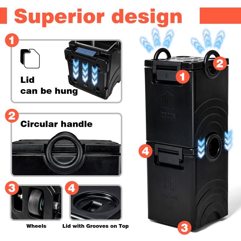 Caixa isolada para transporte de alimentos para catering