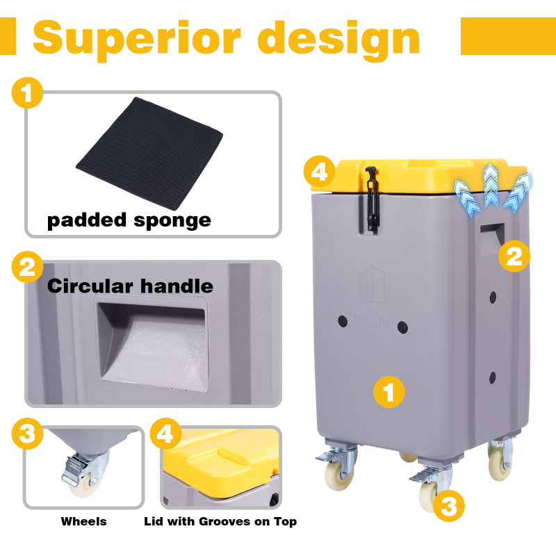 Caixas de armazenamento de gelo seco em refrigerador de plástico