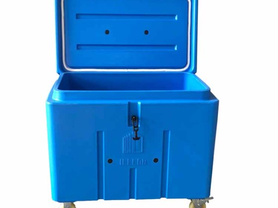 Caixa de contêiner de transporte para preservação de calor com gelo seco