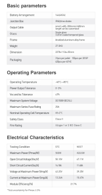 Modul bifacial de 560 W cu panou solar fotovoltaic dublu
