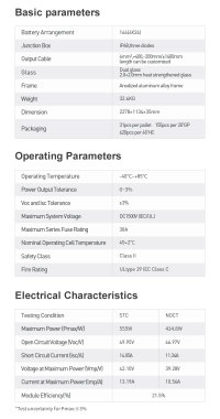 555W Bifacial Module With Dual Glass Solar PV Panel