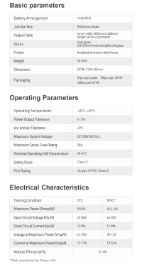 550W Bifacial Module With Dual Glass Solar PV Panel