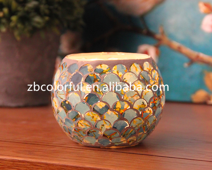 mosaic glass candle holder