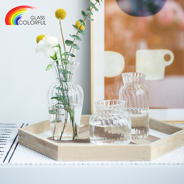 Decoration Small Bud Mini Clear Glass Flower Vases Bulk