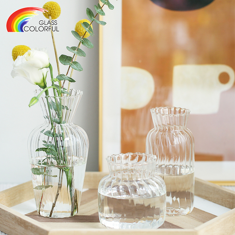 Decoration Small Bud Mini Clear Glass Flower Vases Bulk