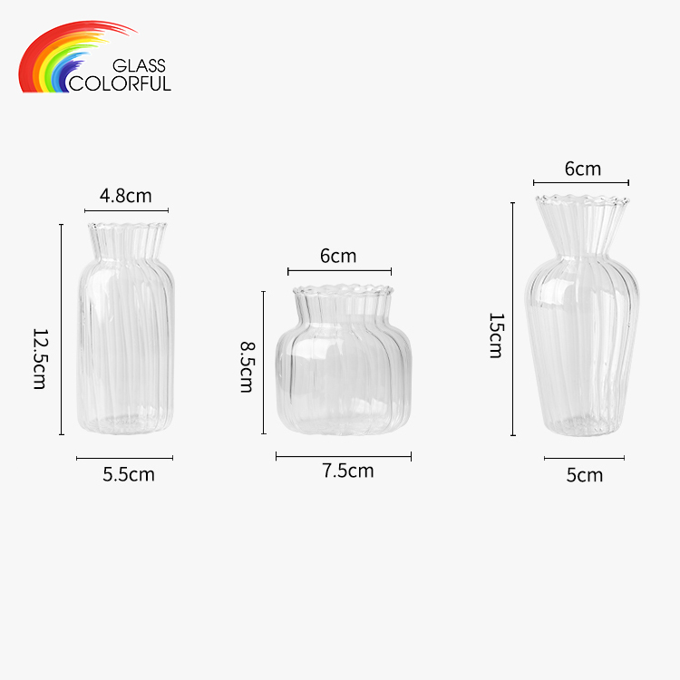 Decoration Small Bud Mini Clear Glass Flower Vases Bulk