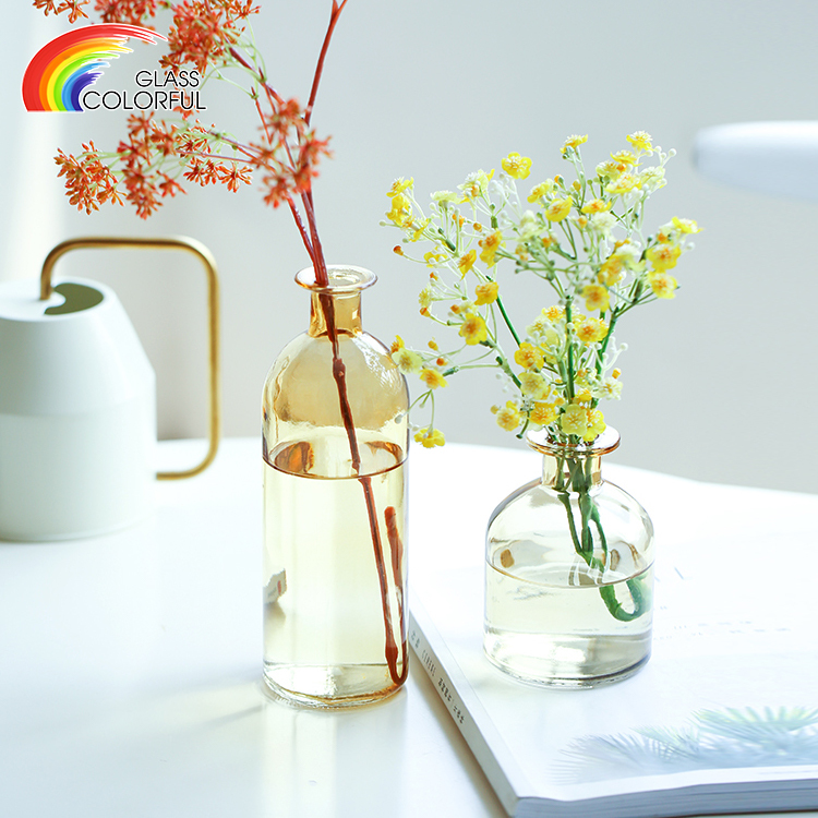 Small Size Colored Coloured Glass Vases For Centerpieces