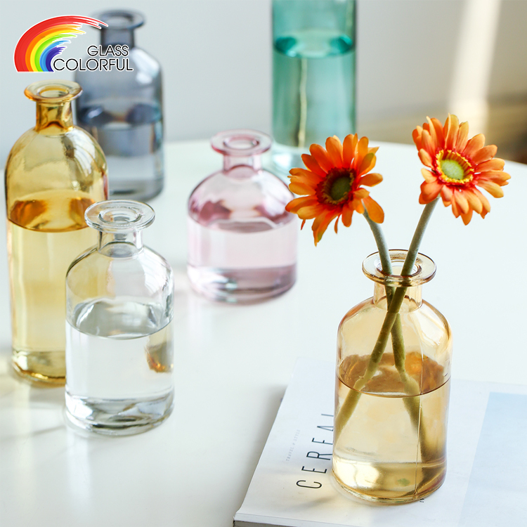Small Size Colored Coloured Glass Vases For Centerpieces