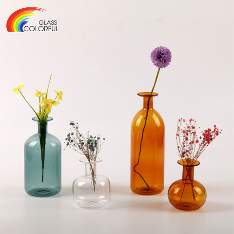 Small Glass Vases For Flowers Orange Multi Colored Glass Vases