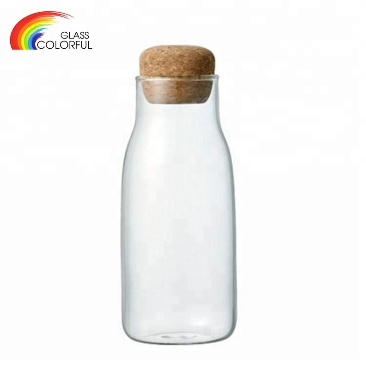 Borosilicate Glass Water Bottle With Cork Lid Cork Stopper