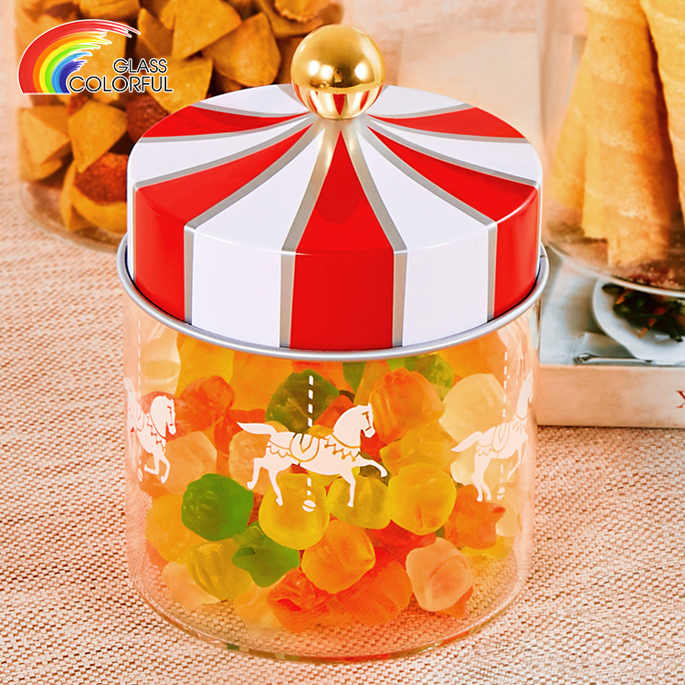 Glass Canister Jar With Metal Lid Glass Storage Jar Storage Tank Candy Jar