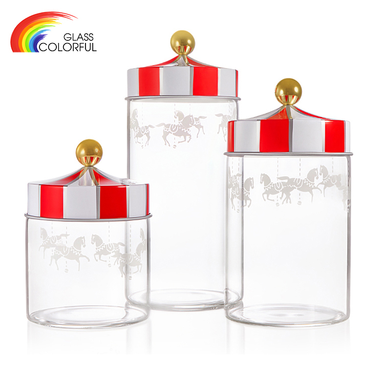 Glass Canister Jar With Metal Lid Glass Storage Jar Storage Tank Candy Jar