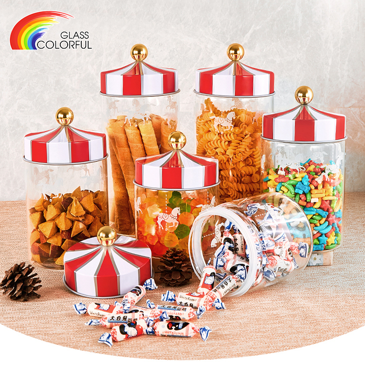 Glass Canister Jar With Metal Lid Glass Storage Jar Storage Tank Candy Jar