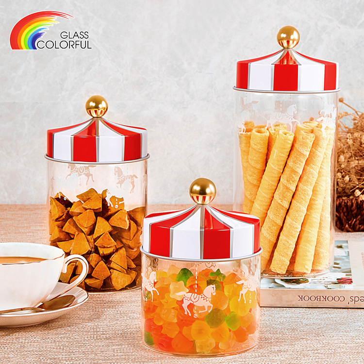 Glass Canister Jar With Metal Lid Glass Storage Jar Storage Tank Candy Jar