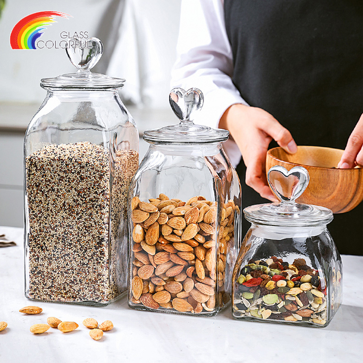 Glass Storage Jar Canisters Glass Jars With Glass Lid For Food
