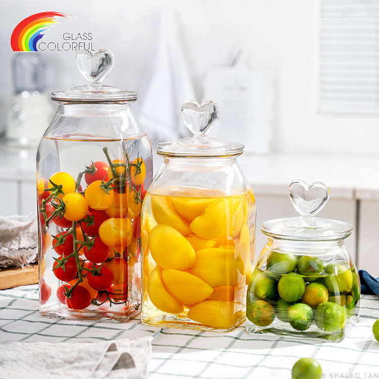 Glass Storage Jar Canisters Glass Jars With Glass Lid For Food