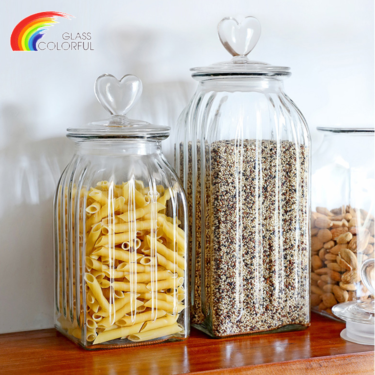 Glass Storage Jar Canisters Glass Jars With Glass Lid For Food