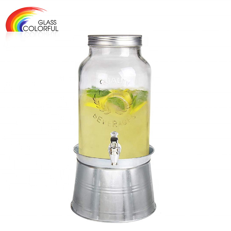 Glass Drink Beverage Juice Dispenser With Stand