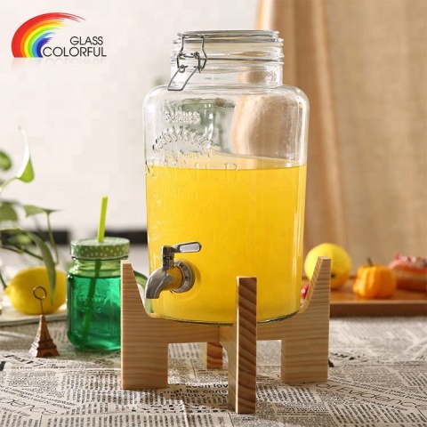 Distributeur d'eau en verre de 2 gallons avec robinet et support