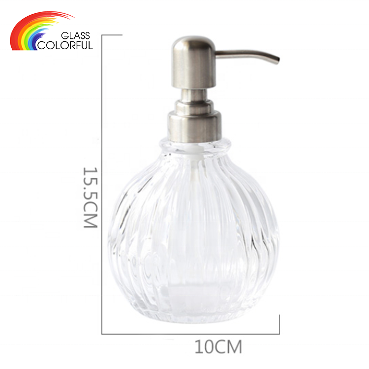Clear Glass Liquid Soap Dispenser With Metal Pump Hand Wash Glass Bottle