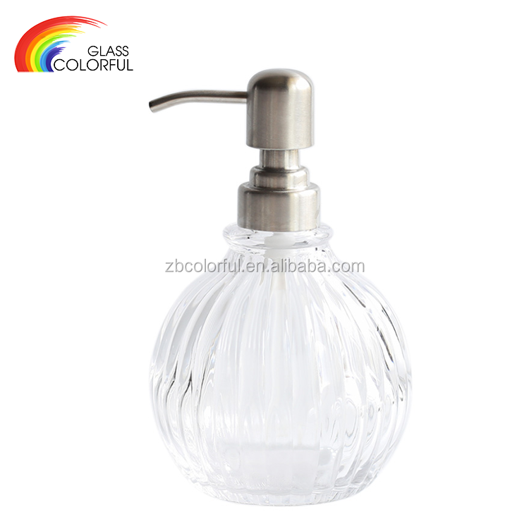 glass soap dispenser with metal pump