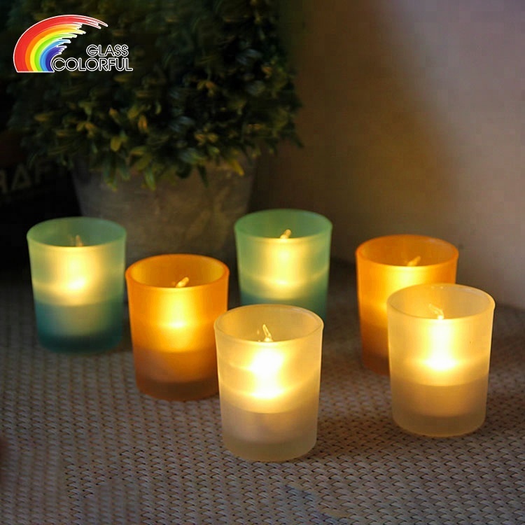 Colored Glass Tea Light Candle Holders