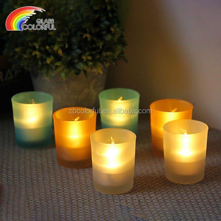 color glass candle holders