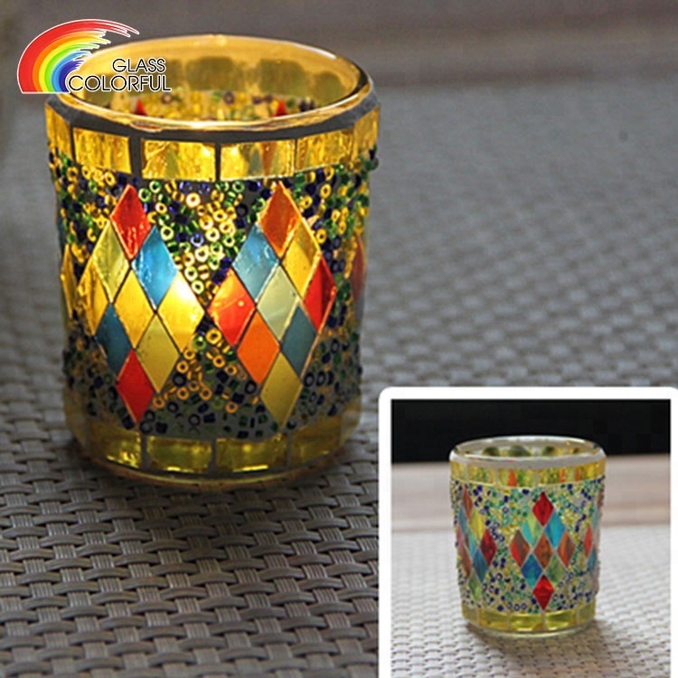 Mosaic Votive Glass Tea Light Candle Holders